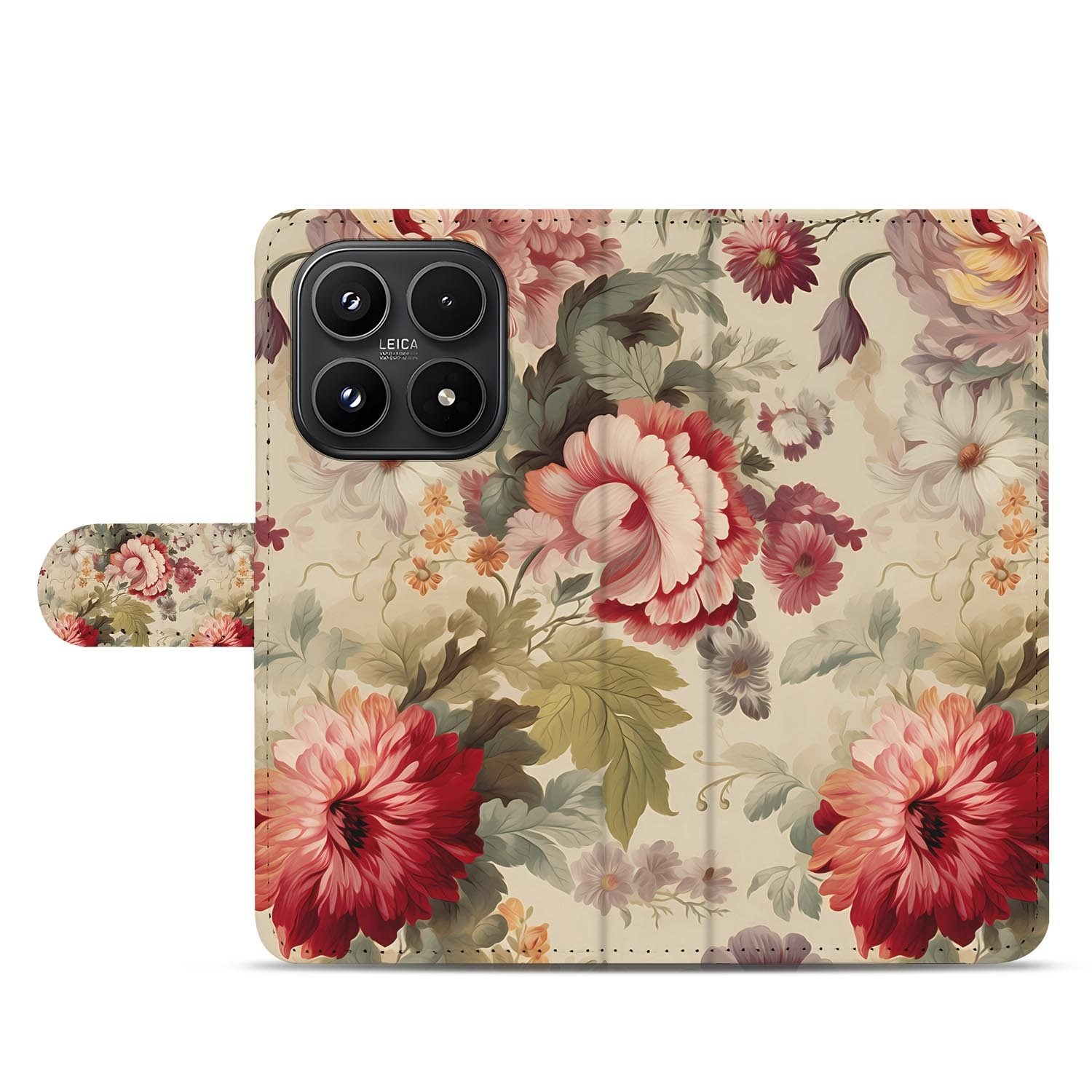 Xiaomi 17 bookcase Bloemen, open met pasjesvakken