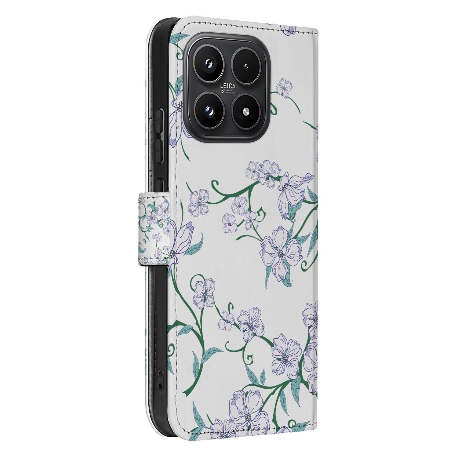 Xiaomi 17 bookcase Blossom White, zijkant met knopuitsparingen