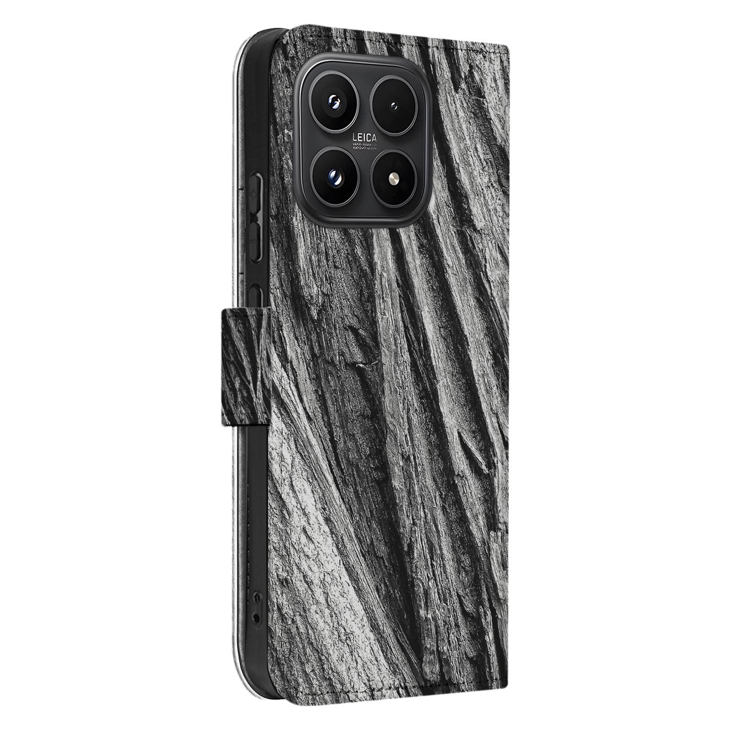Xiaomi 17 bookcase Boomschors, zijkant met knopuitsparingen