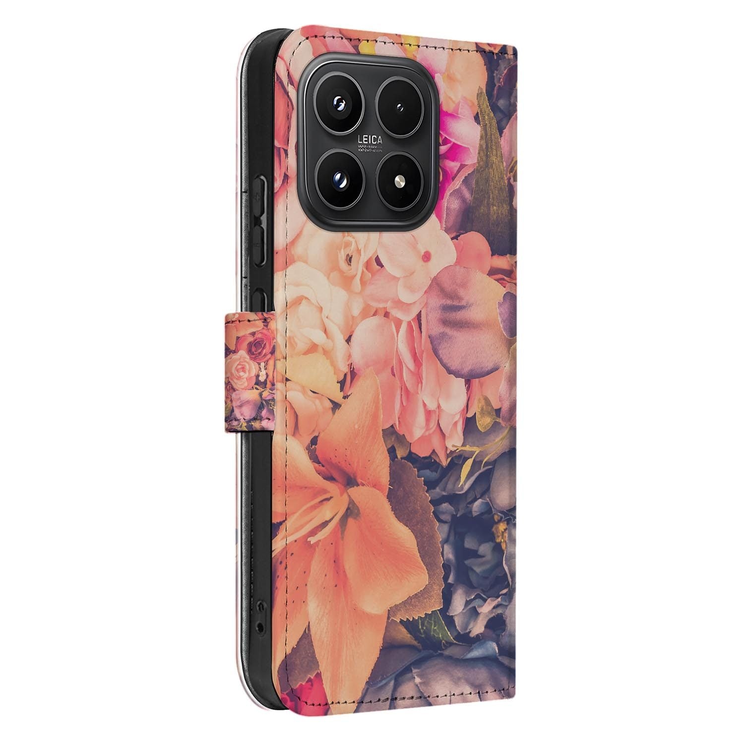 Xiaomi 17 bookcase Bosje Bloemen, zijkant met knopuitsparingen