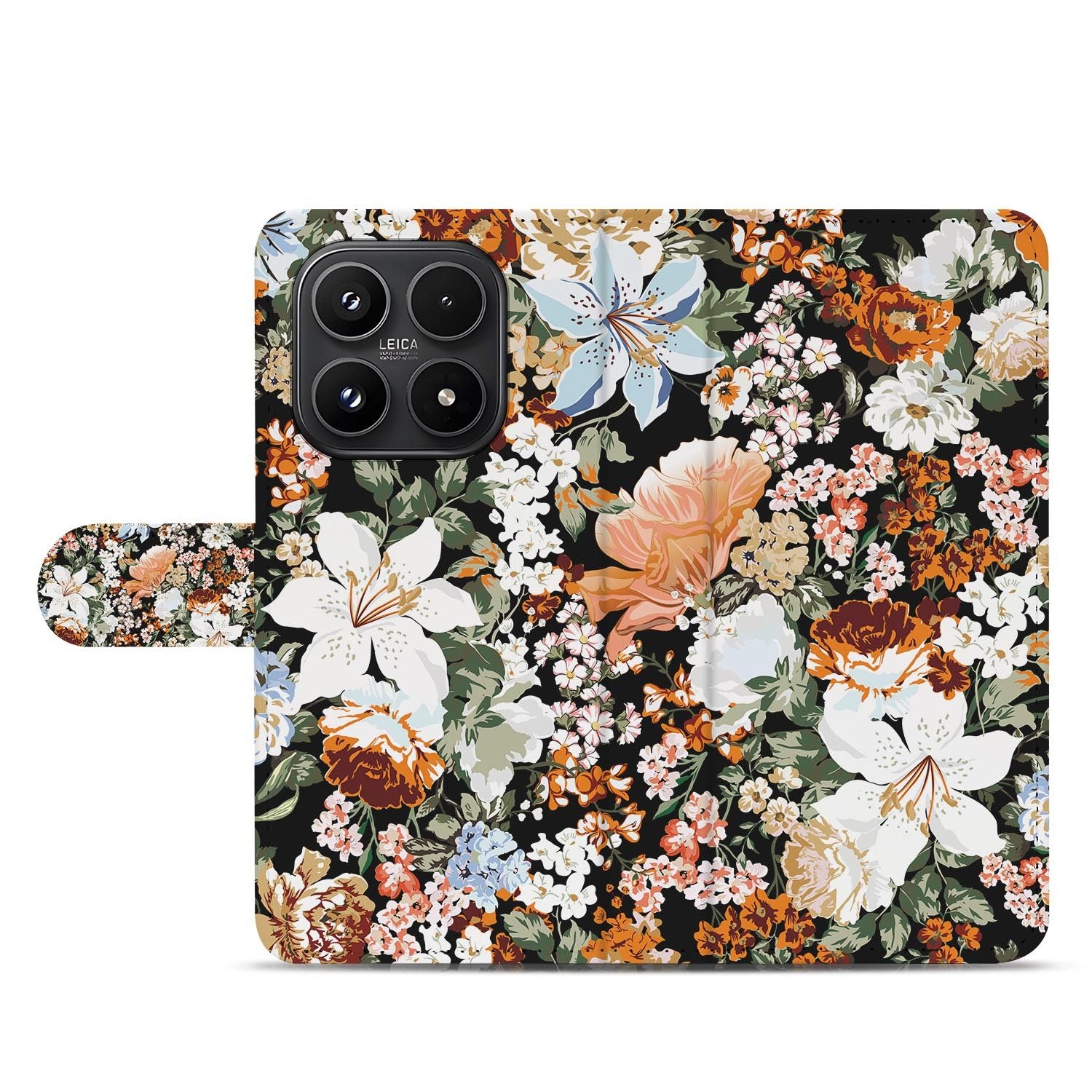 Xiaomi 17 bookcase Dark Flowers, open met pasjesvakken