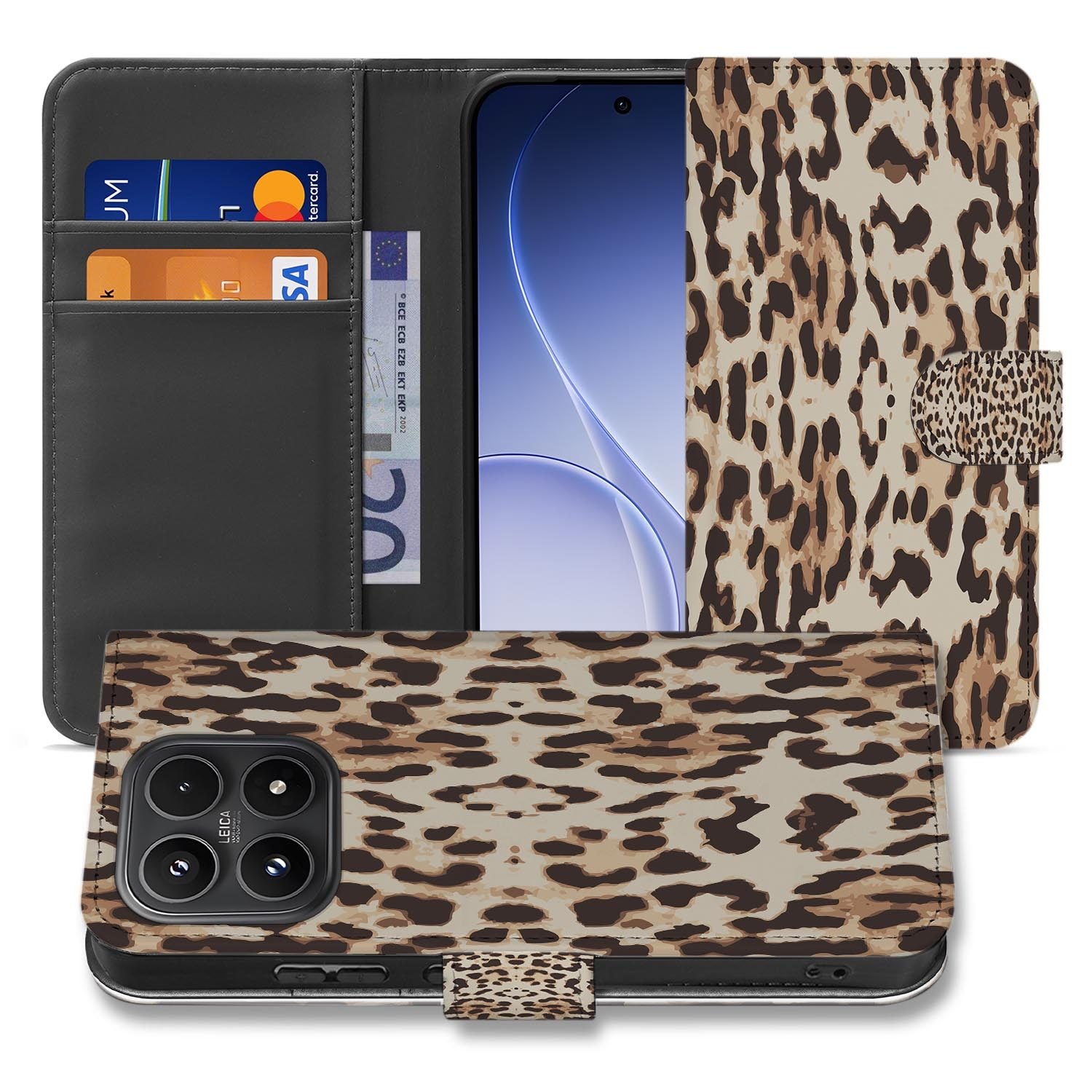 Xiaomi 17 bookcase Leopards, voorkant met gesloten klep