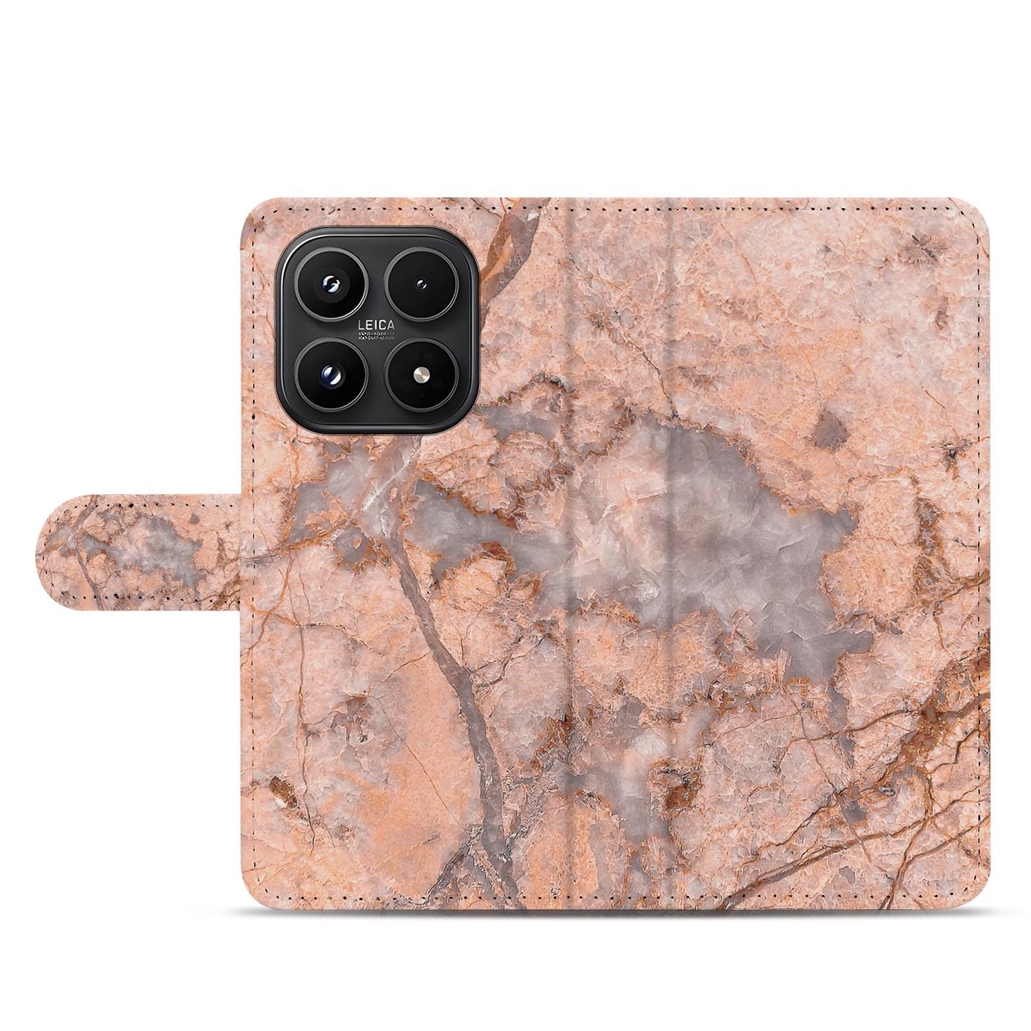 Xiaomi 17 bookcase Marmer Oranje, open met pasjesvakken