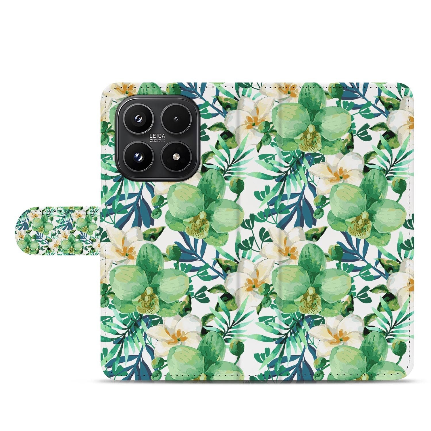 Xiaomi 17 bookcase Orchidee Groen, open met pasjesvakken