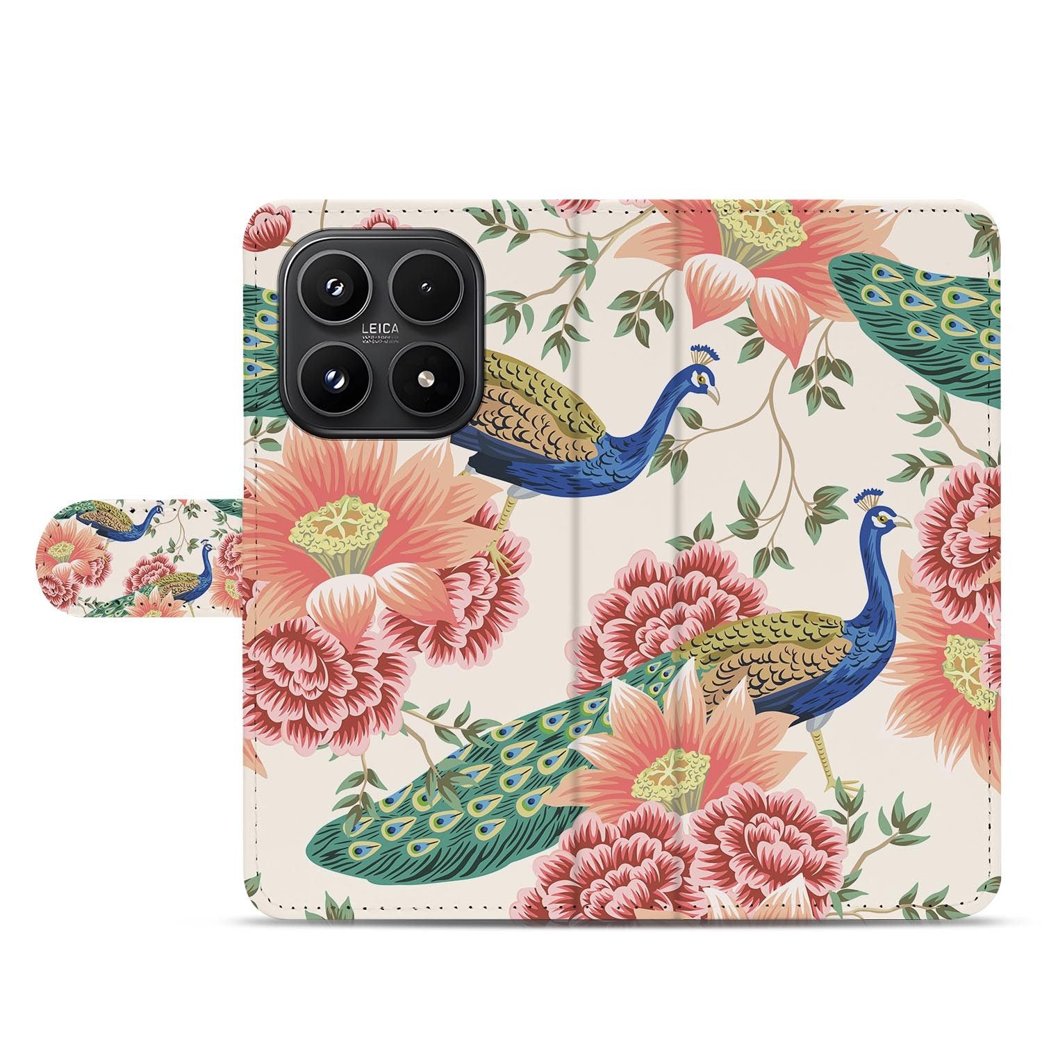 Xiaomi 17 bookcase Pink Peacock, open met pasjesvakken