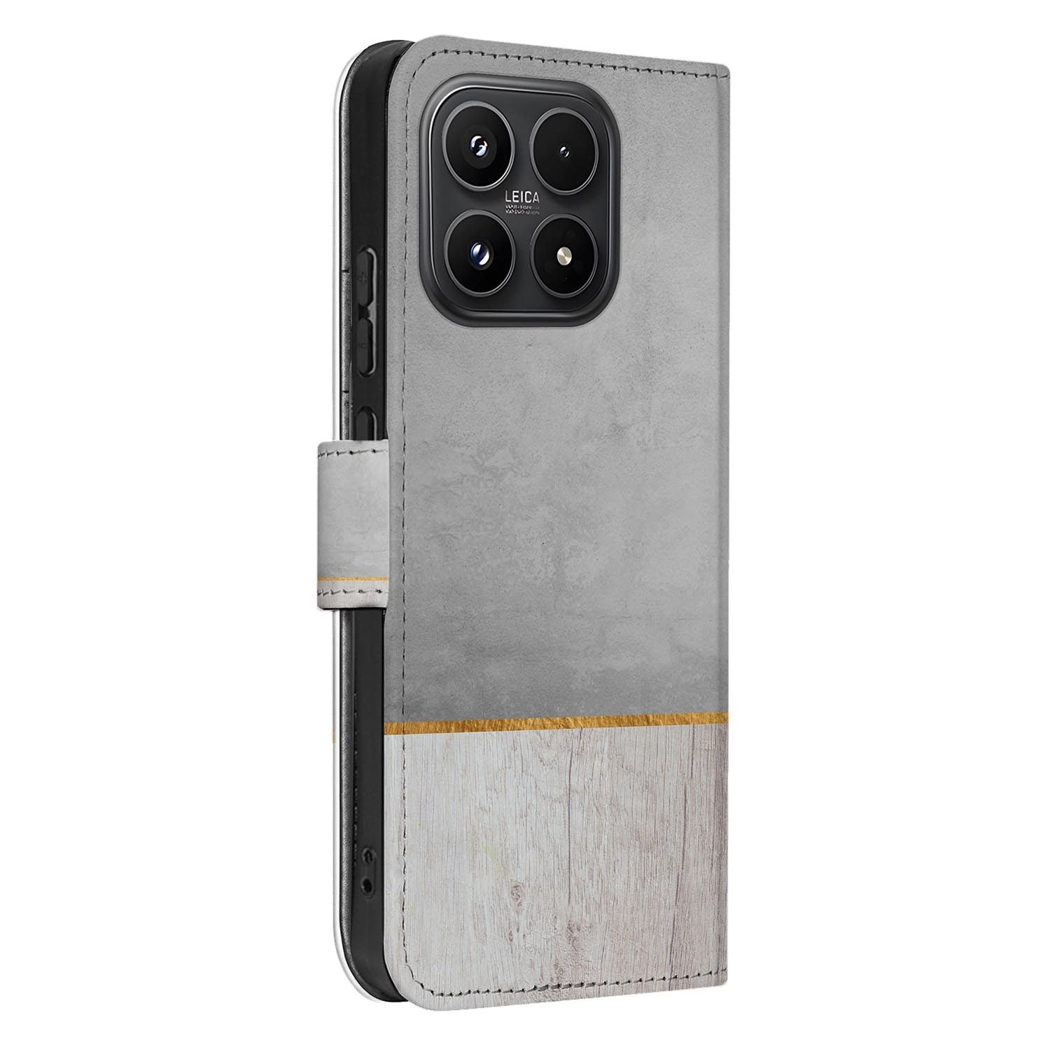 Xiaomi 17 bookcase Wood Concrete, zijkant met knopuitsparingen