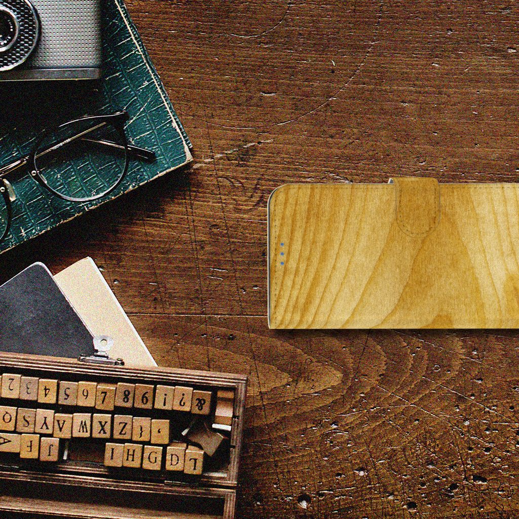 Xiaomi 11 Lite 5G NE Mi 11 Lite Book Style Case Licht Hout bovenaanzicht