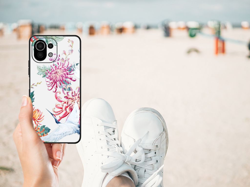 Xiaomi 11 Lite 5G NE | Mi 11 Lite Dierenprint Telefoonhoesje Bird Flowers B2C Telecom