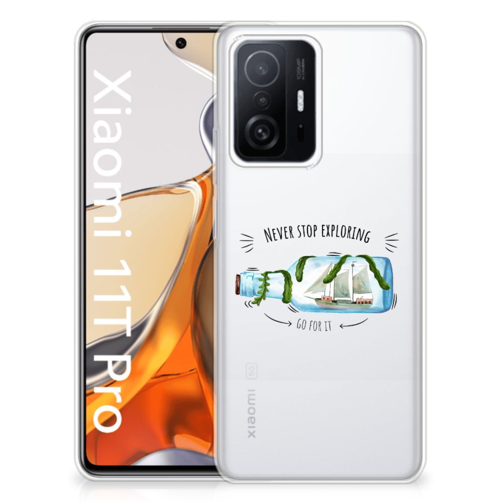 Xiaomi 11T | 11T Pro Telefoonhoesje met Naam Boho Bottle voorkant ontwerp schip fles