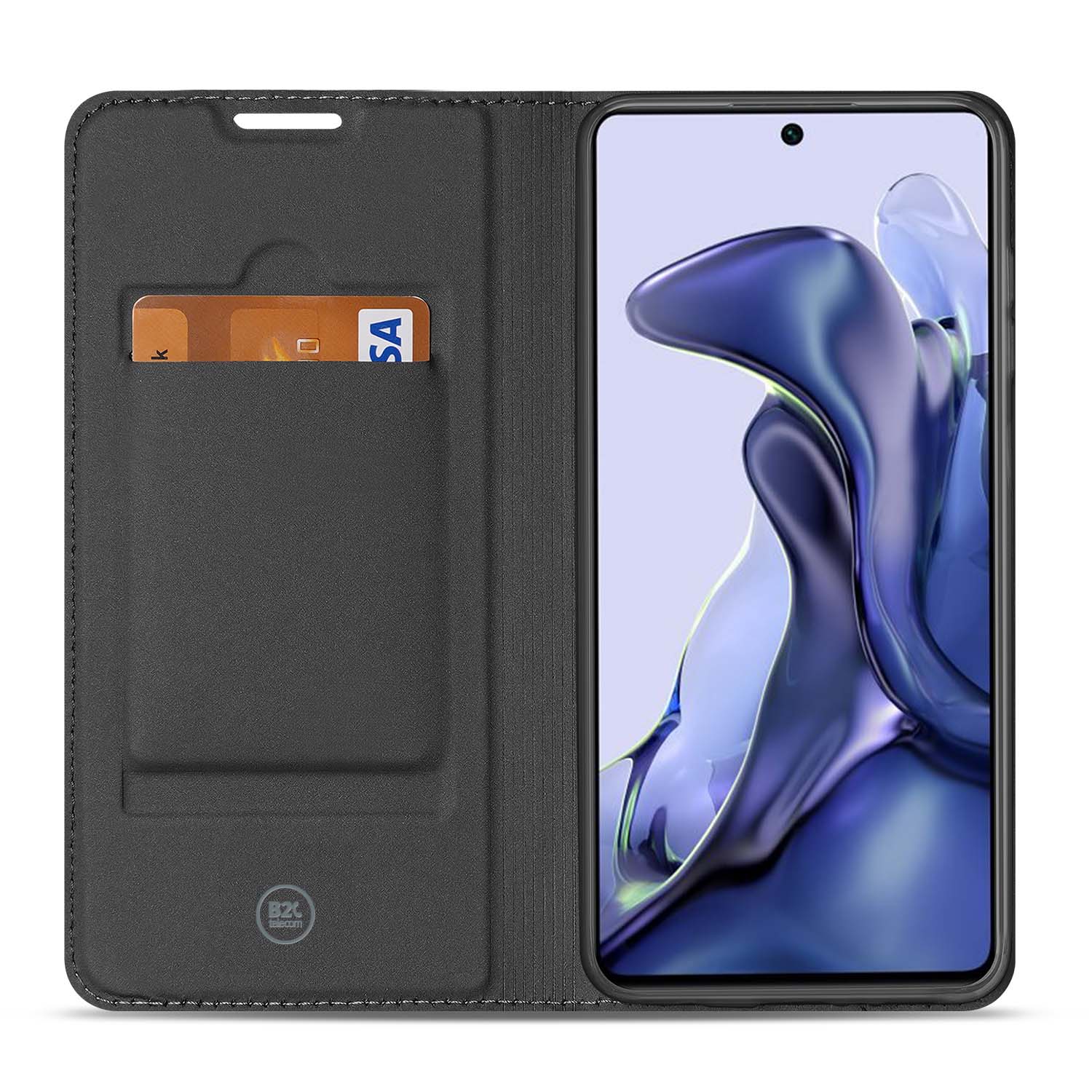 Xiaomi 11T 11T Pro Zelf Hoesje Maken met Foto's boek hoesje zwart binnenkant