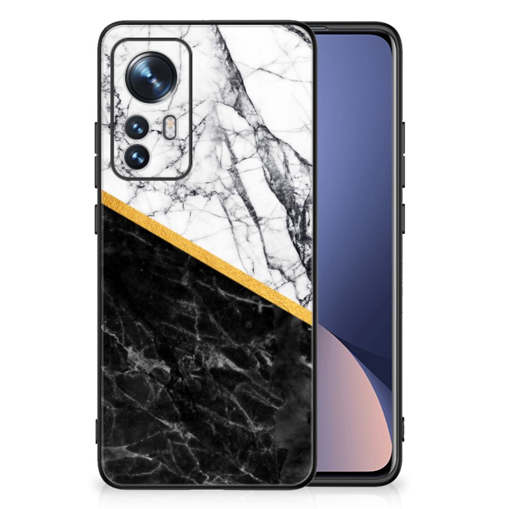 Xiaomi 12 | 12X Marmeren Print Telefoonhoesje Marmer Wit Zwart - Origineel Cadeau Man B2C Telecom