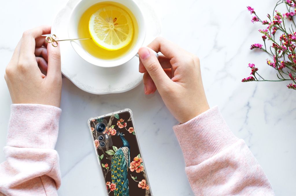 Xiaomi 12 | 12x Case Anti-shock Pauw met Bloemen B2C Telecom