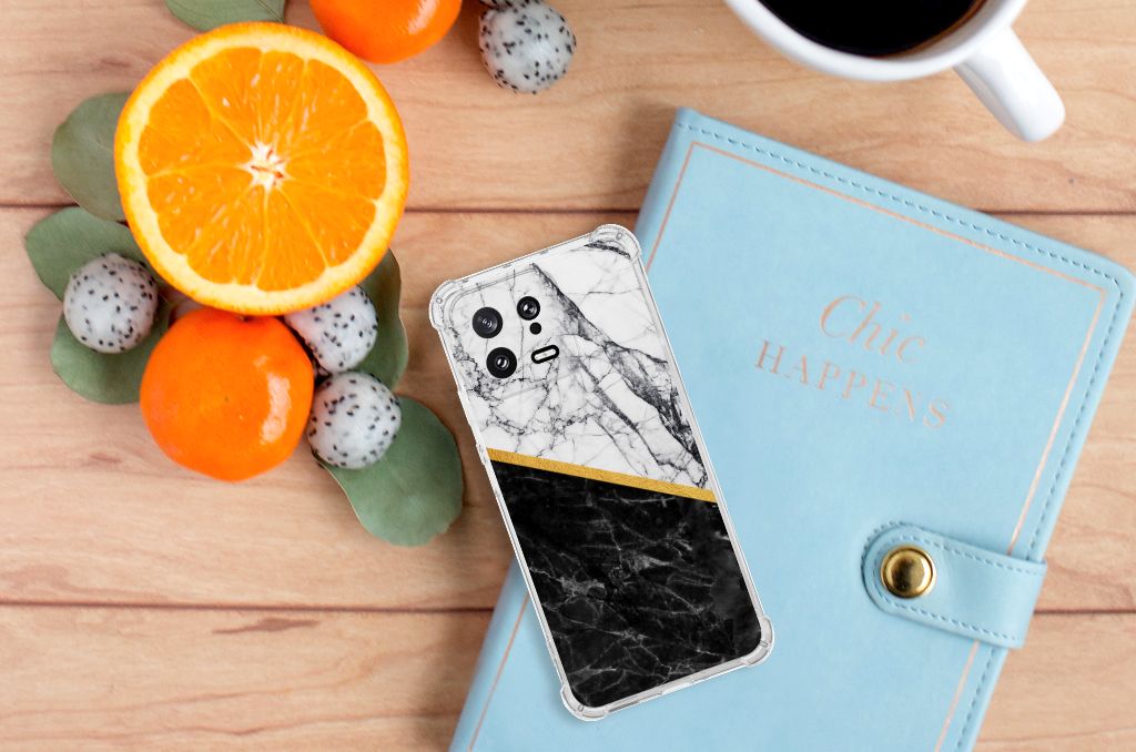 Xiaomi 13 Anti-Shock Hoesje Marmer Wit Zwart - Origineel Cadeau Man B2C Telecom