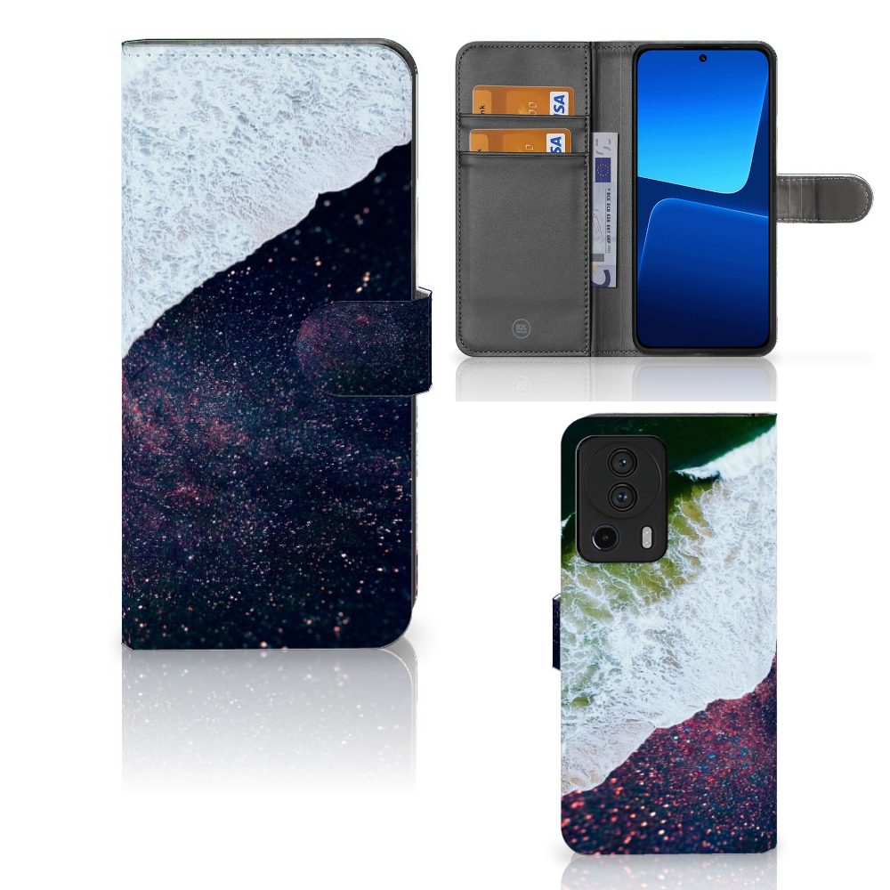 Xiaomi 13 Lite Book Case Sea in Space boekhoesje voorkant achterkant aanzicht