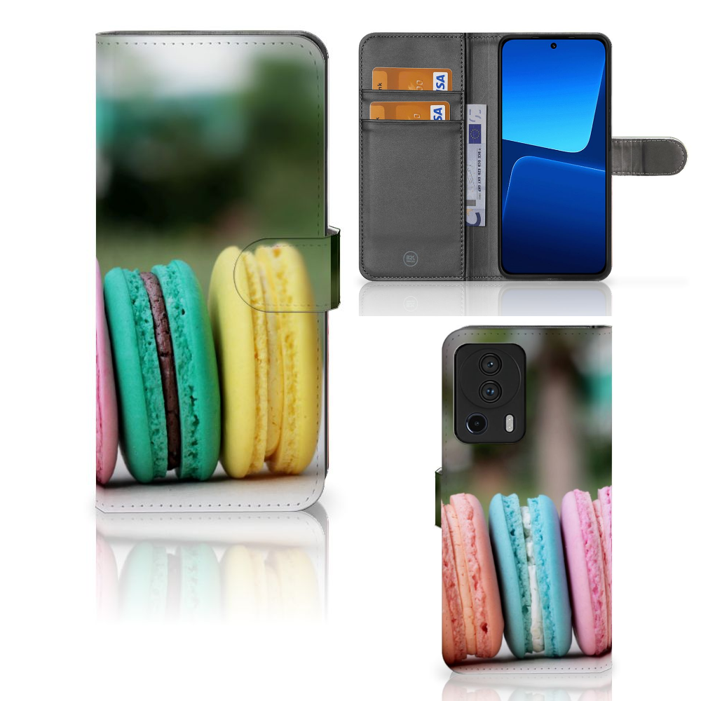 Xiaomi 13 Lite Book Cover Macarons met kleurrijke macarons, voor stijlvol gebruiksgemak en bescherming đ¨.