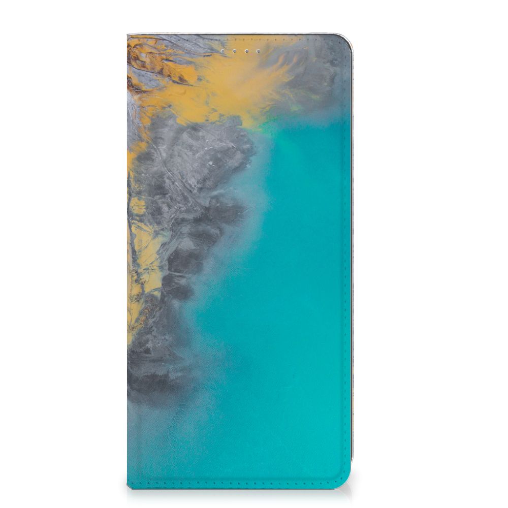 Xiaomi 13 Lite Standcase Marble Blue Gold design Marble Blue Gold voorkant