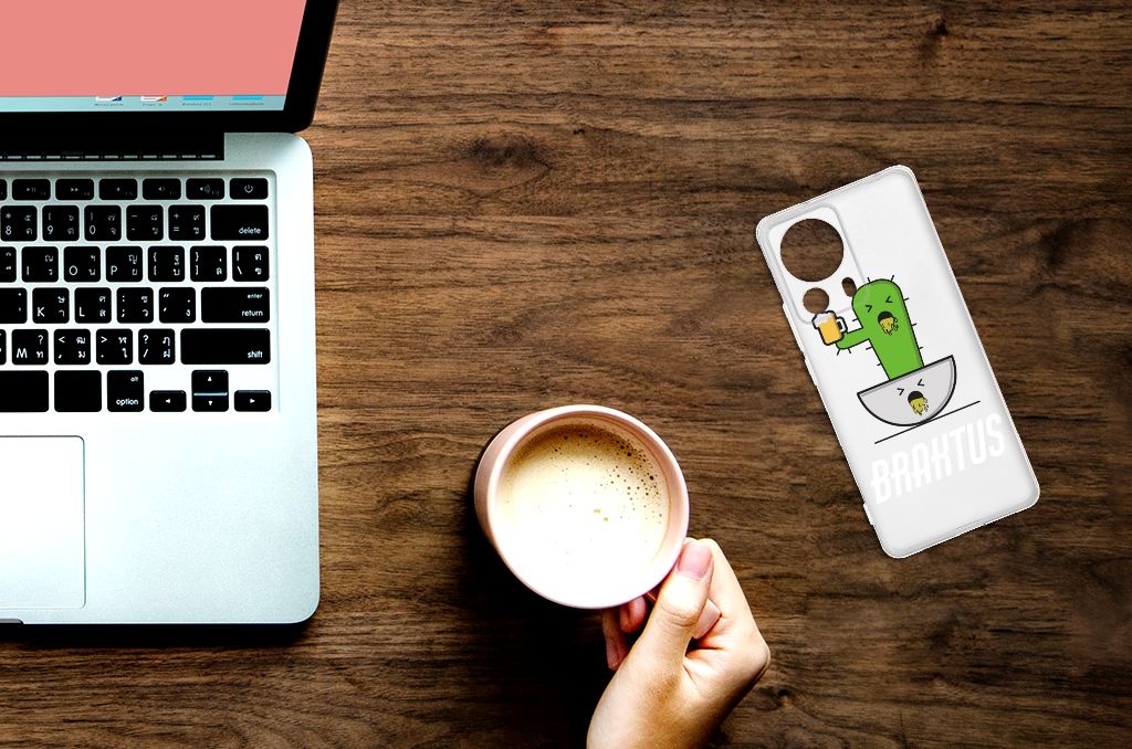 Xiaomi 13 Lite Telefoonhoesje met Naam Braktus met cactusprint, perfecte bescherming en uitstraling voor elke dag.