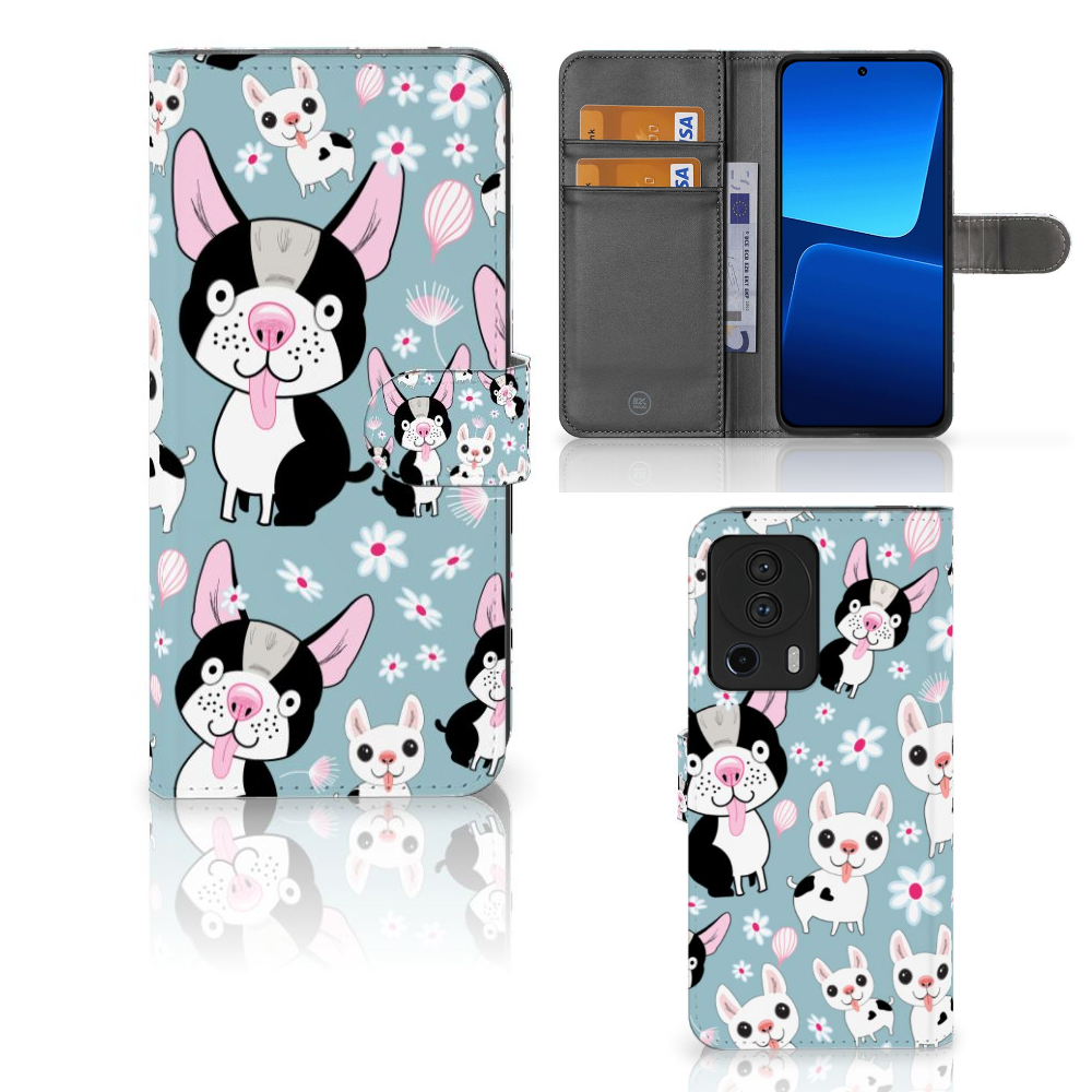 Xiaomi 13 Lite Telefoonhoesje met Pasjes Hondjes telefoonhoesje cartoon hondjes aanzicht