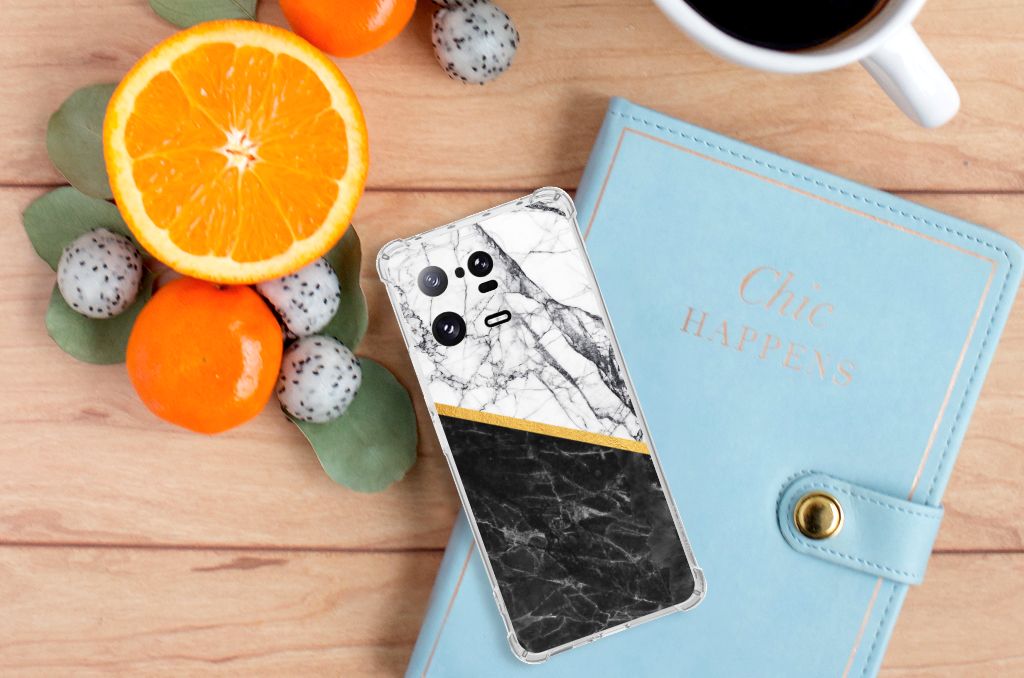 Xiaomi 13 Pro Anti-Shock Hoesje Marmer Wit Zwart - Origineel Cadeau Man B2C Telecom
