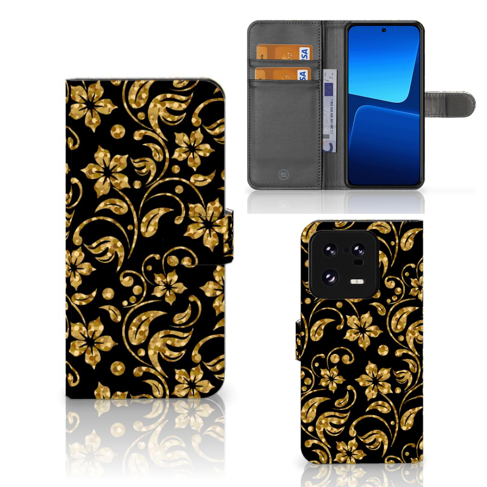 Xiaomi 13 Pro Hoesje Gouden Bloemen