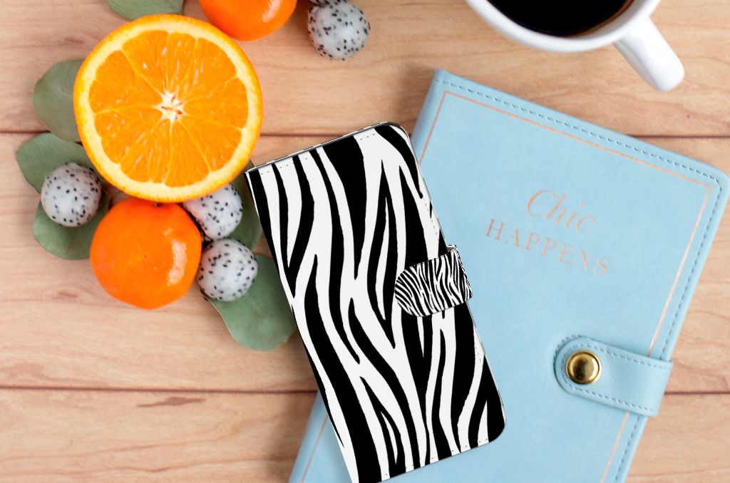 Xiaomi 13 Pro Telefoonhoesje met Pasjes Zebra zebraprint bovenaanzicht