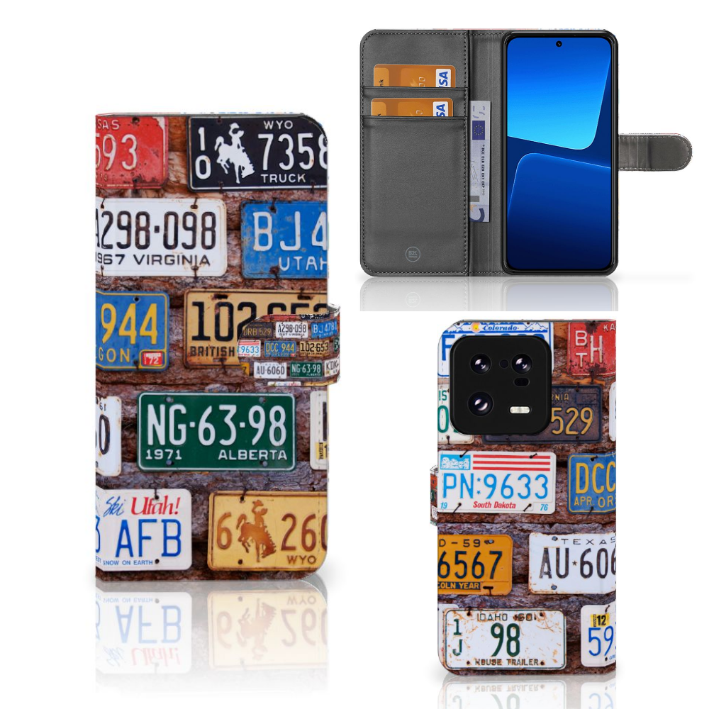 Xiaomi 13 Pro Telefoonhoesje met foto Kentekenplaten design collage aanzicht