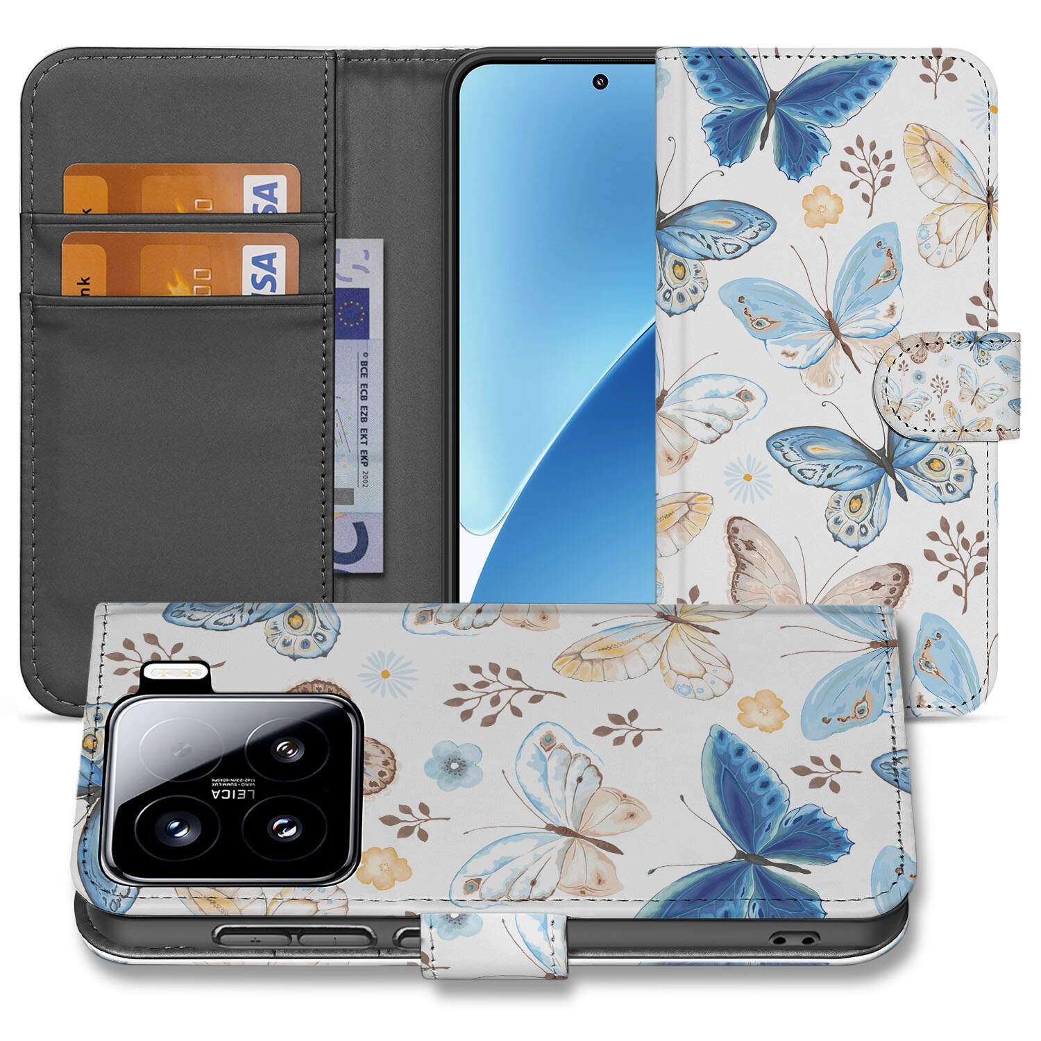 Xiaomi 15 Book Case âButterfly Eleganceâ telefoonhoesje vlinder design aanzicht