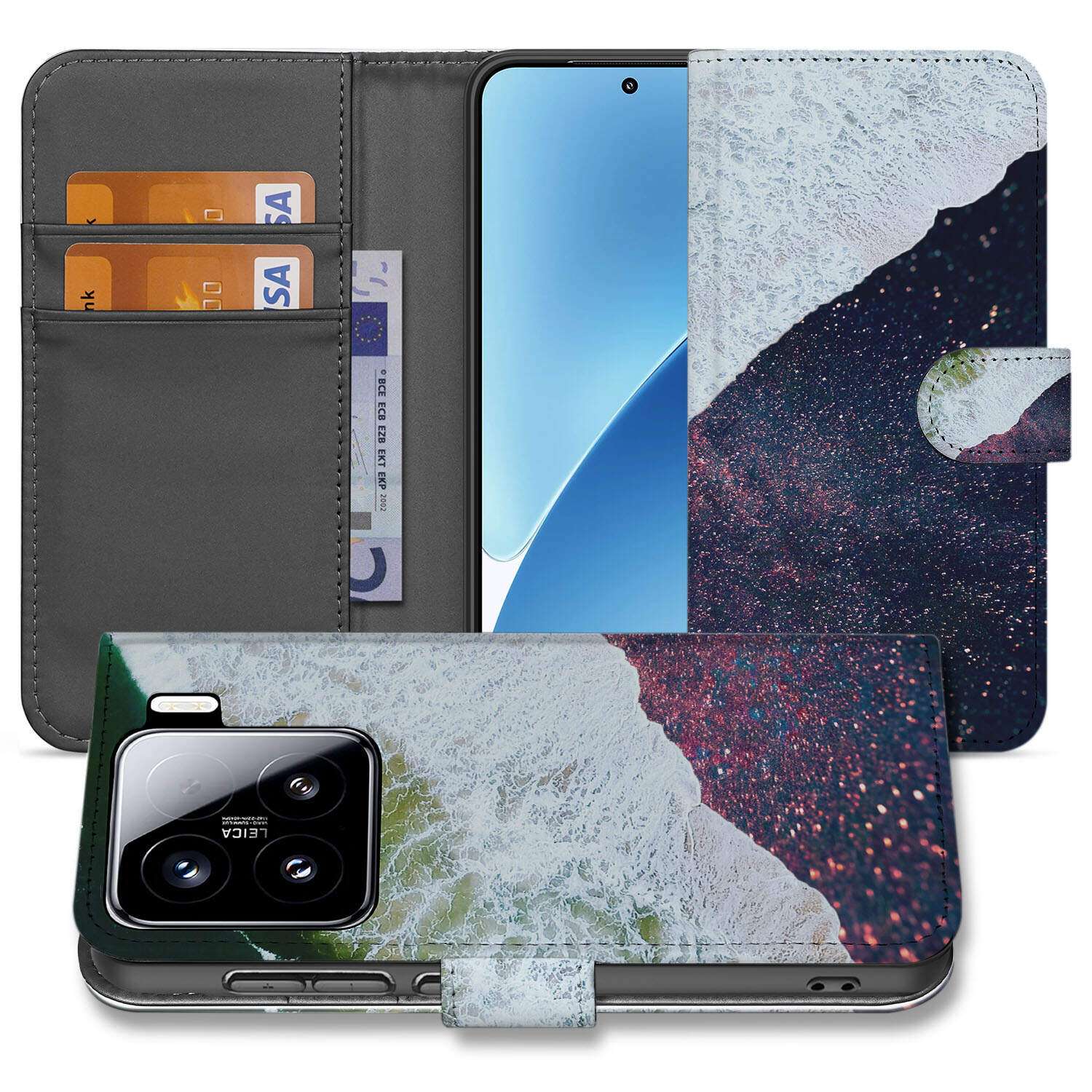 Xiaomi 15 Book Case Sea in Space hoesje ontwerp aanzicht