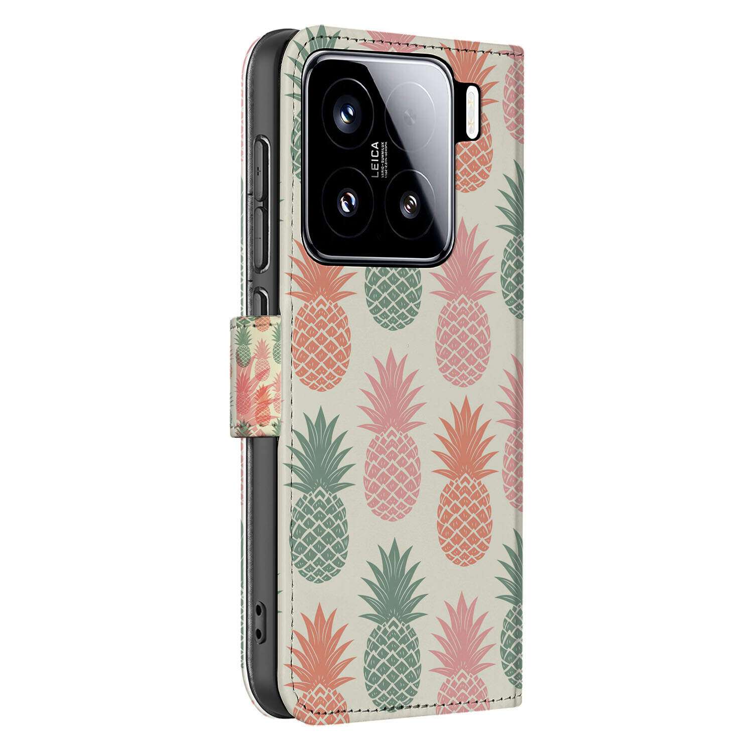 Xiaomi 15 Book Cover Ananas boekhoes ananas design zijaanzicht