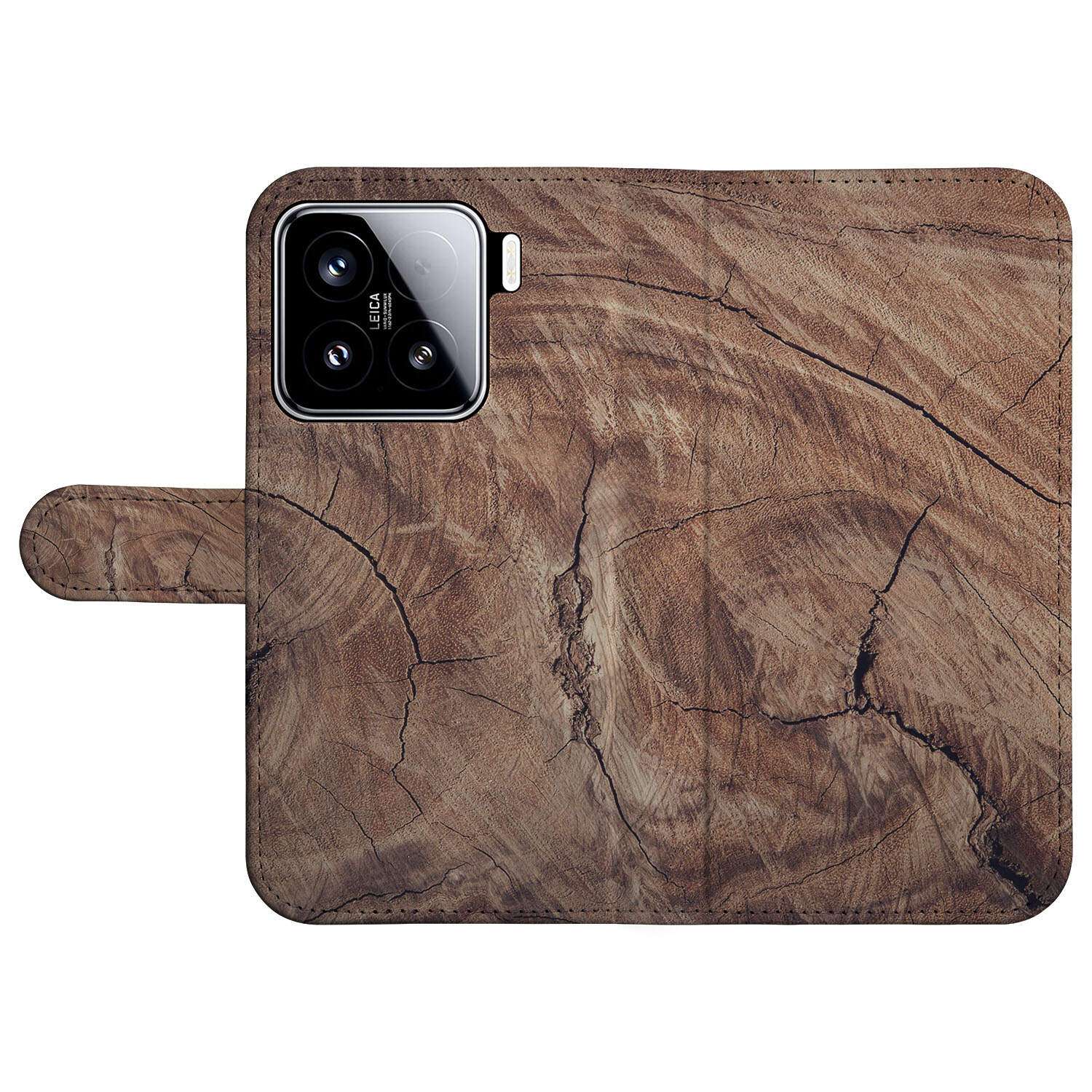 Xiaomi 15 Book Style Case Tree Trunk design bovenaanzicht