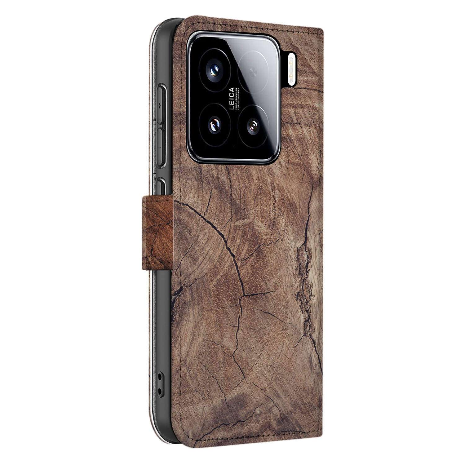 Xiaomi 15 Book Style Case Tree Trunk design aanzicht