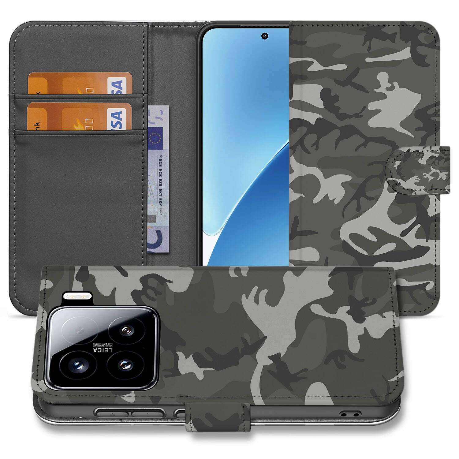 Xiaomi 15 Telefoon Hoesje Army Light book case camouflage design voorkant