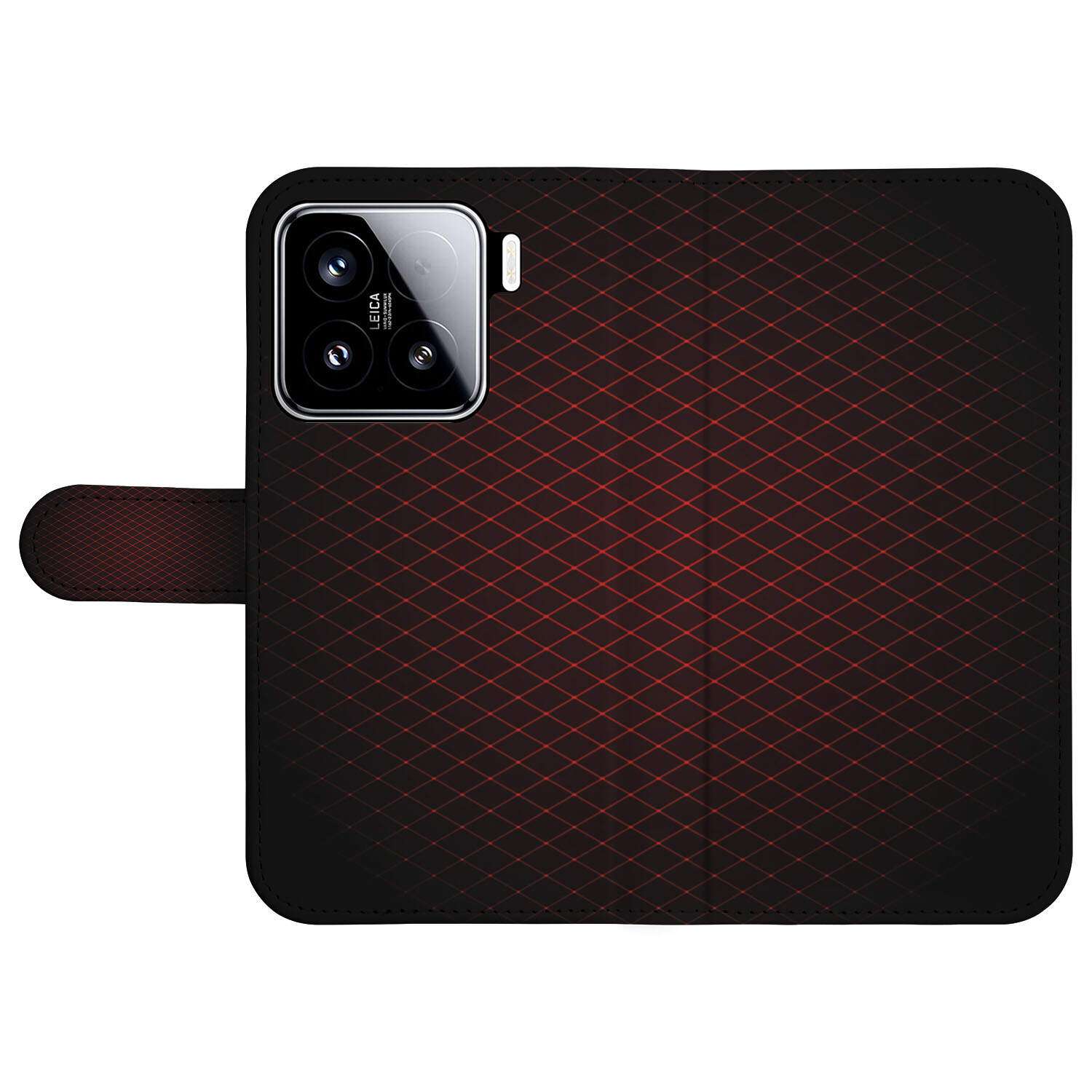 Xiaomi 15 Telefoon Hoesje Geruit Rood book case geruit voorzijde