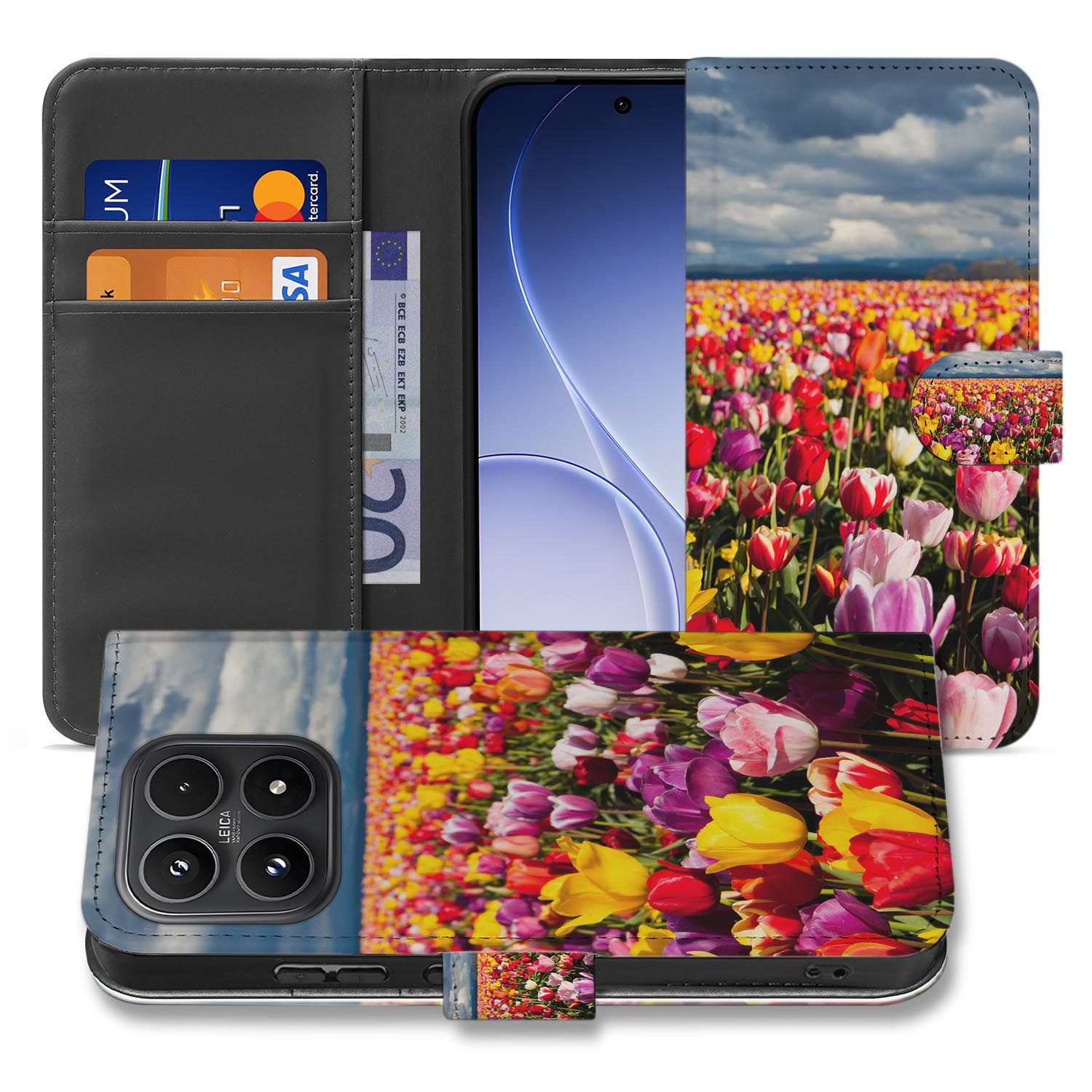 Xiaomi 17 bookcase Tulpen, voorkant met gesloten klep