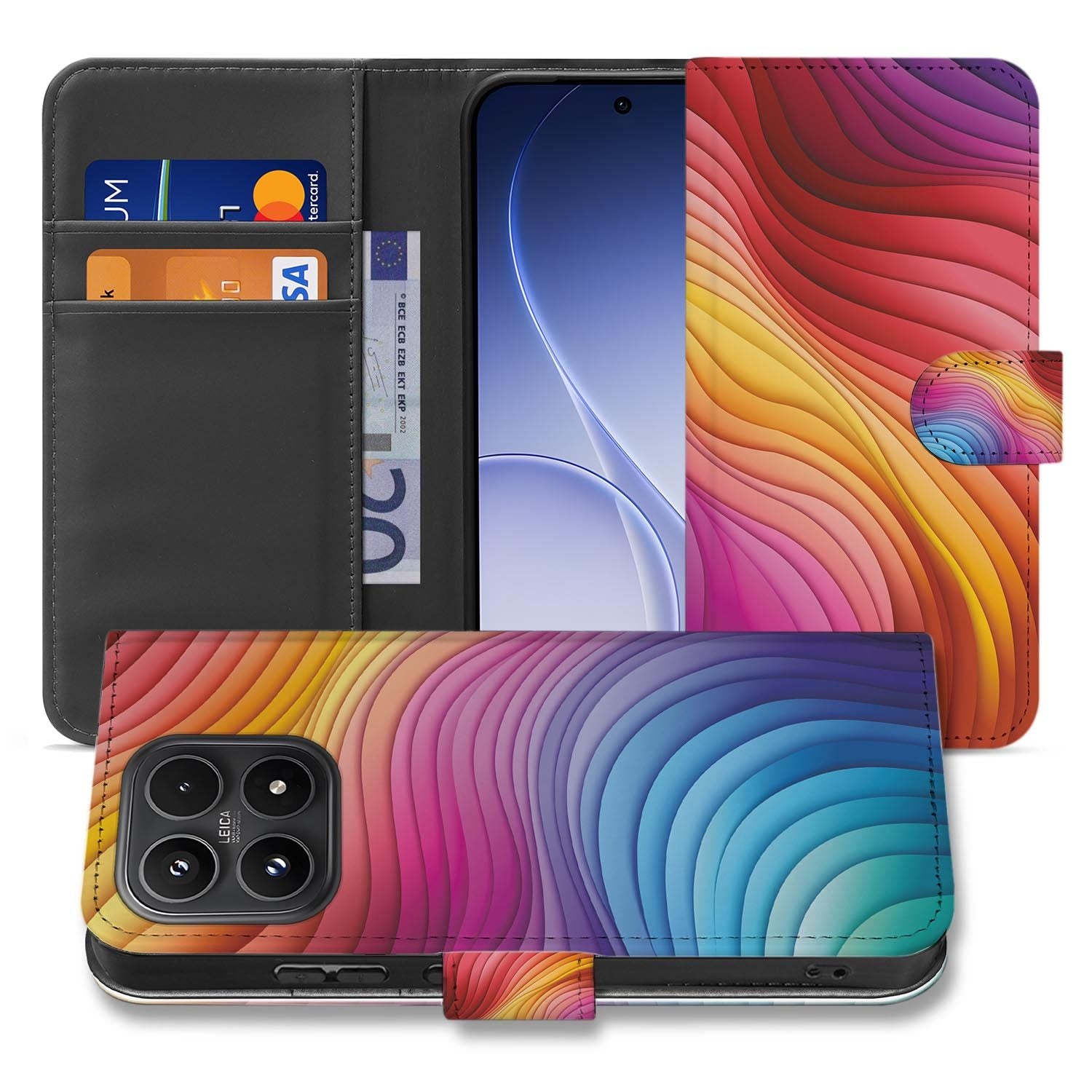 Xiaomi 17 bookcase Regenboog, voorkant met gesloten klep