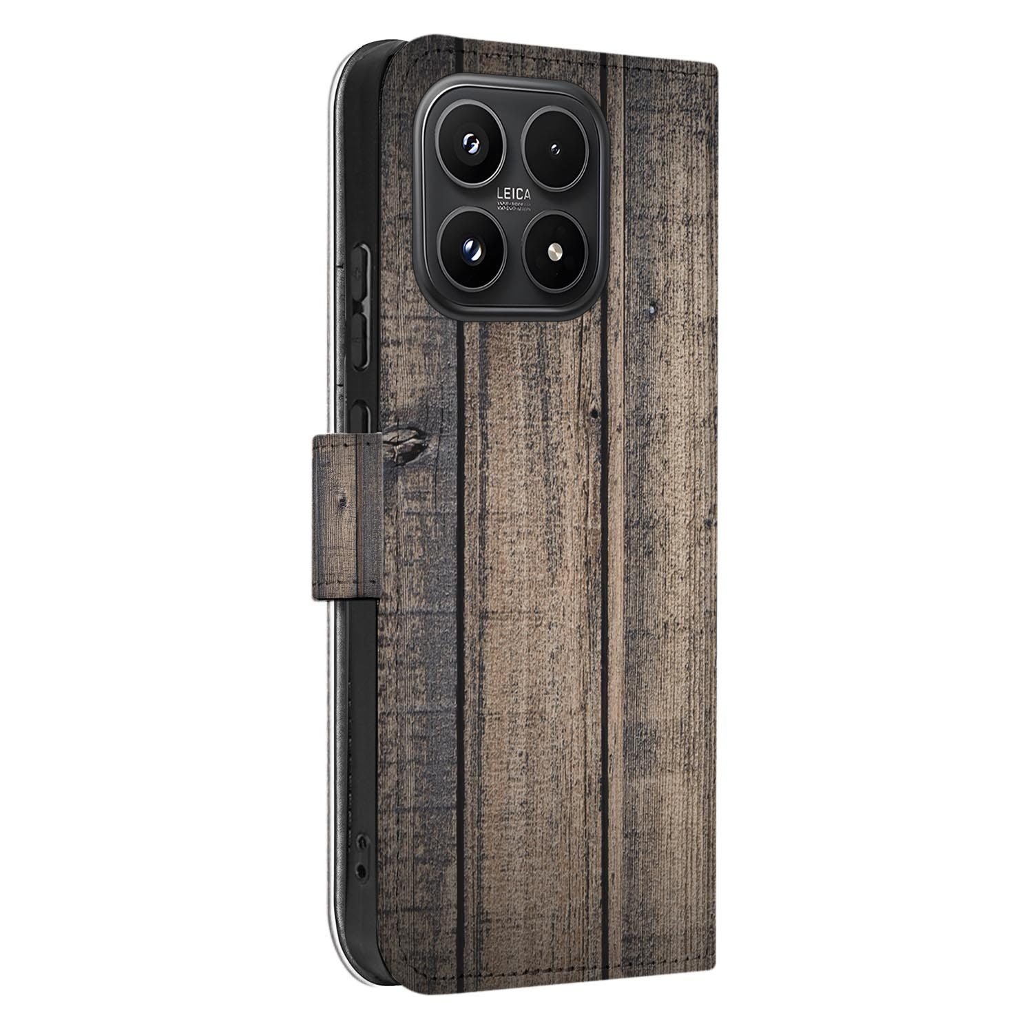 Xiaomi 17 bookcase Steigerhout, zijkant met knopuitsparingen