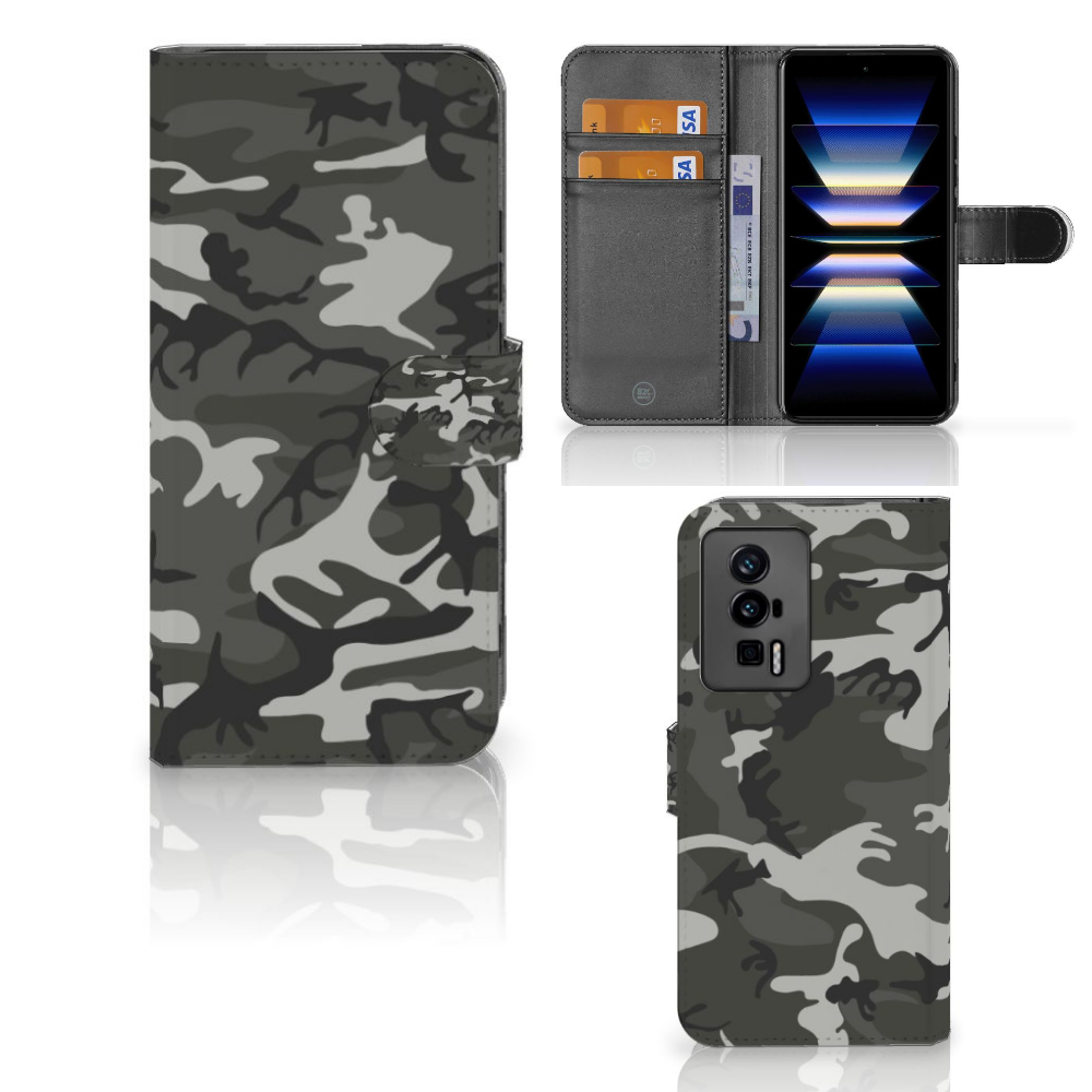 Xiaomi Poco F5 Pro Telefoon Hoesje Army Light met stoere camouflage print en ruimte voor pasjes 🎖️