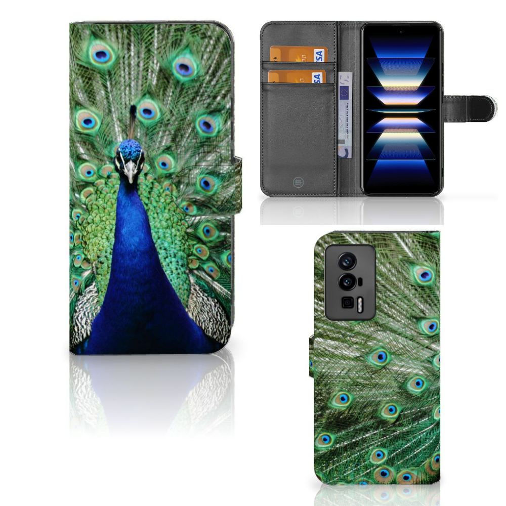 Xiaomi Poco F5 Pro Telefoonhoesje met Pasjes Pauw