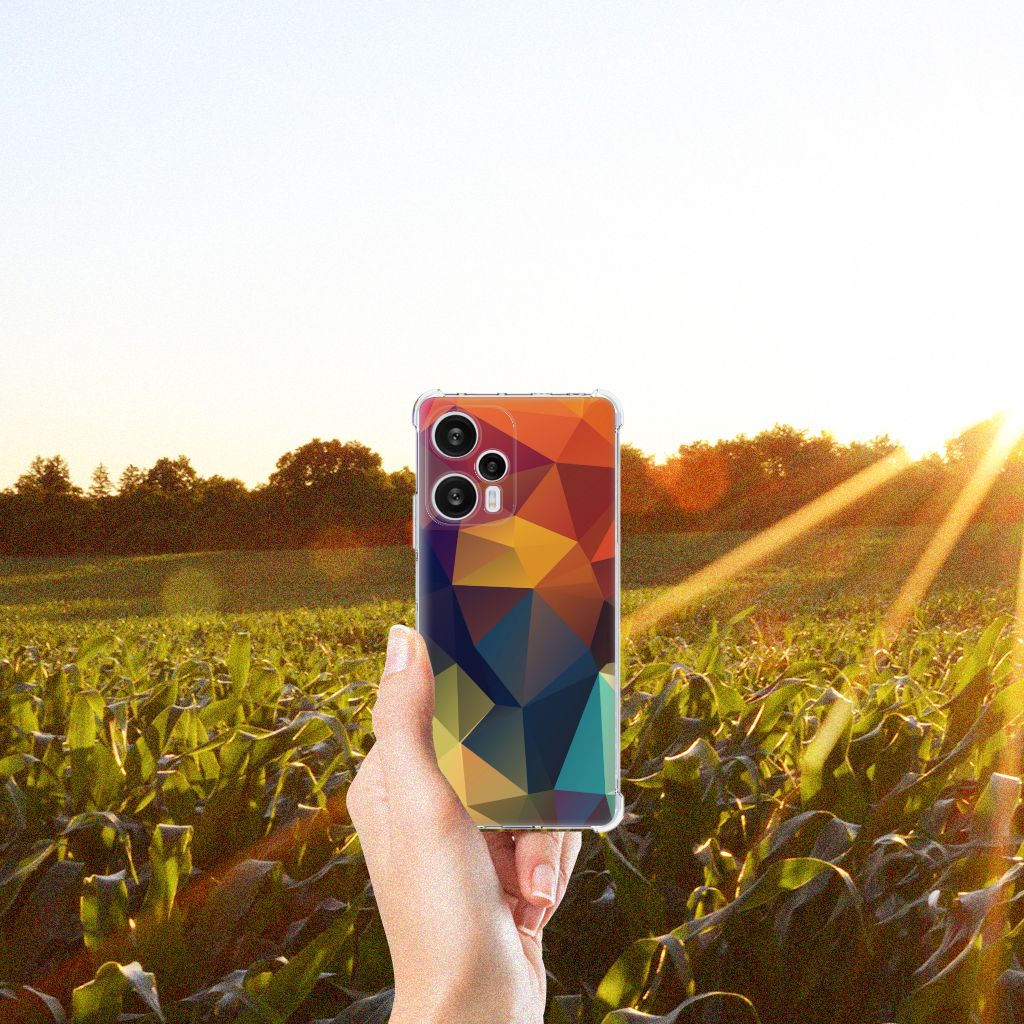Xiaomi Poco F5 Shockproof Case Polygon Color telefoonhoesje design hand natuur