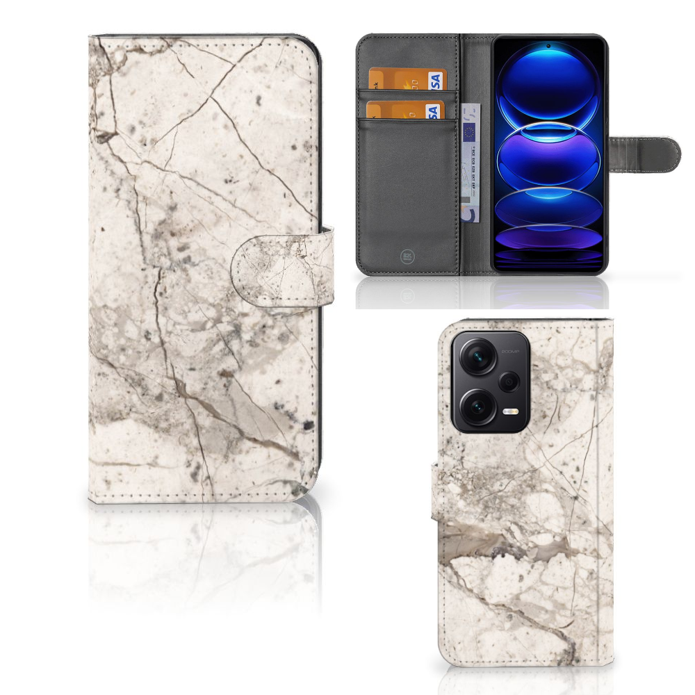 Xiaomi Poco X5 Pro | Note 12 Pro 5G Bookcase Marmer Beige design marmer beige aanzicht