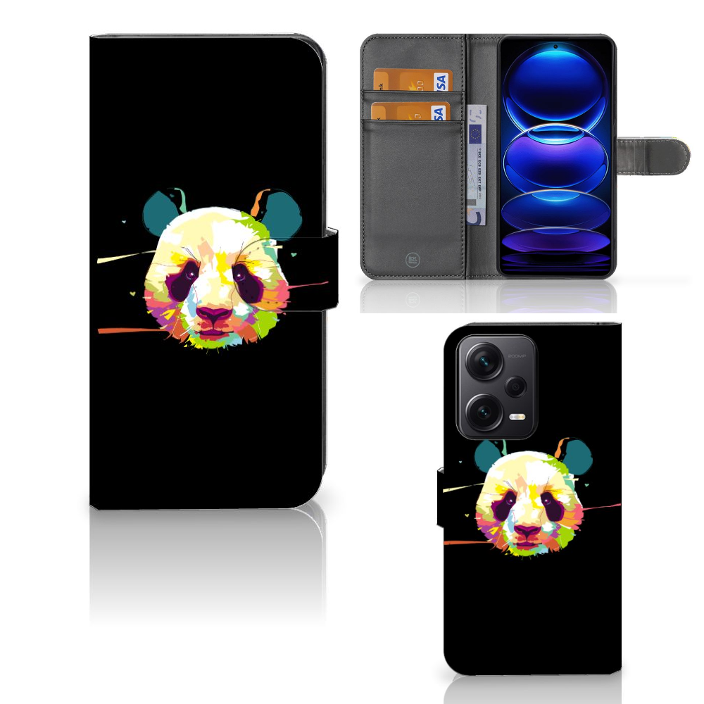 Xiaomi Poco X5 Pro | Note 12 Pro 5G Leuk Hoesje Panda Color hoesje panda design vooraanzicht binnenkant