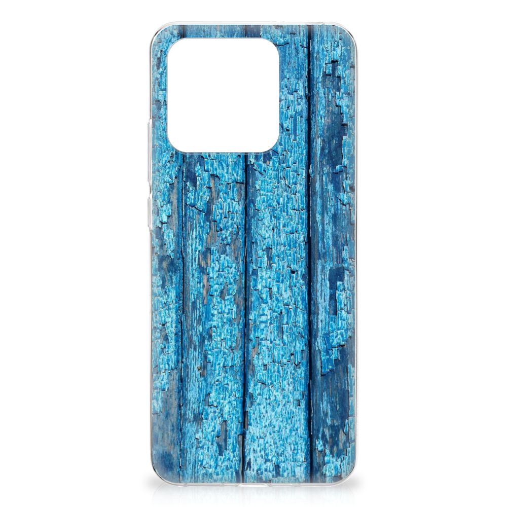 Xiaomi Redmi 10C Bumper Hoesje Wood Blue TPU hoesje blauw hout aanzicht