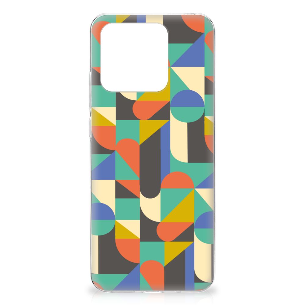 Xiaomi Redmi 10C TPU bumper Funky Retro design hoesje kleurrijk patroon