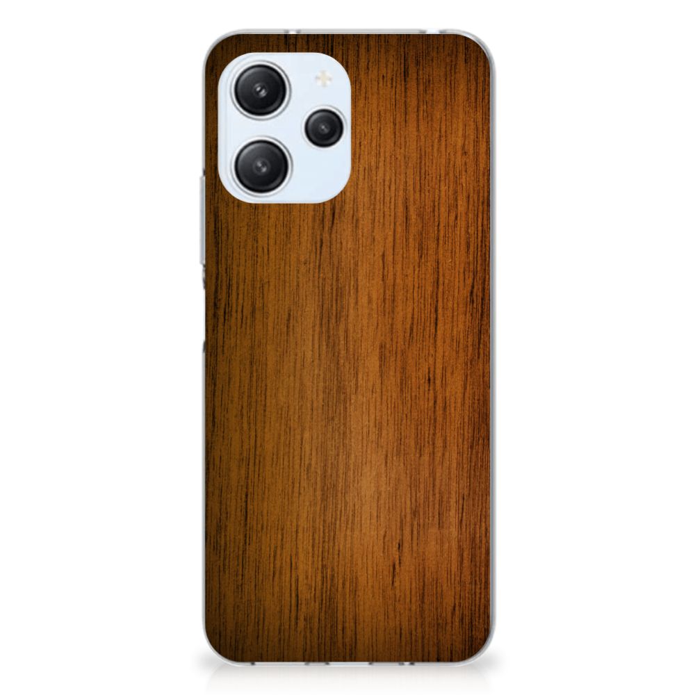 Xiaomi Redmi 12 4G Bumper Hoesje Donker Hout achterkant ontwerp hout