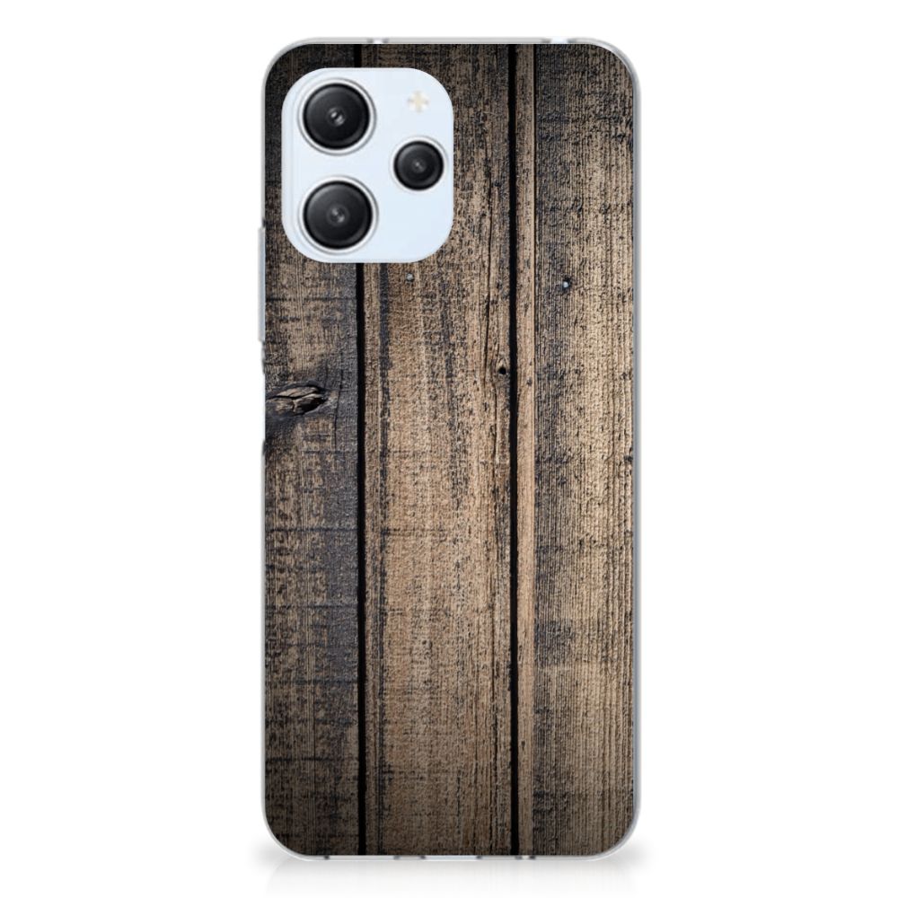 Xiaomi Redmi 12 4G Bumper Hoesje Steigerhout hout grain achterkant