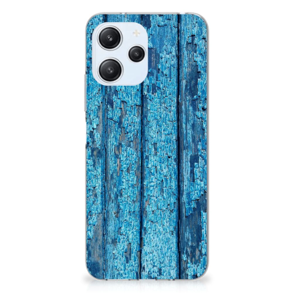 Xiaomi Redmi 12 4G Bumper Hoesje Wood Blue afbladderd blauw hout achterzijde