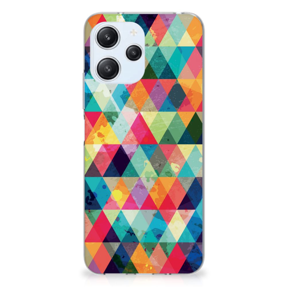 Xiaomi Redmi 12 4G TPU bumper Geruit gekleurde driehoekjes achterkant
