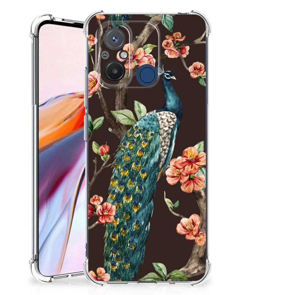 Xiaomi Redmi 12C Case Anti-shock Pauw met Bloemen achterkant