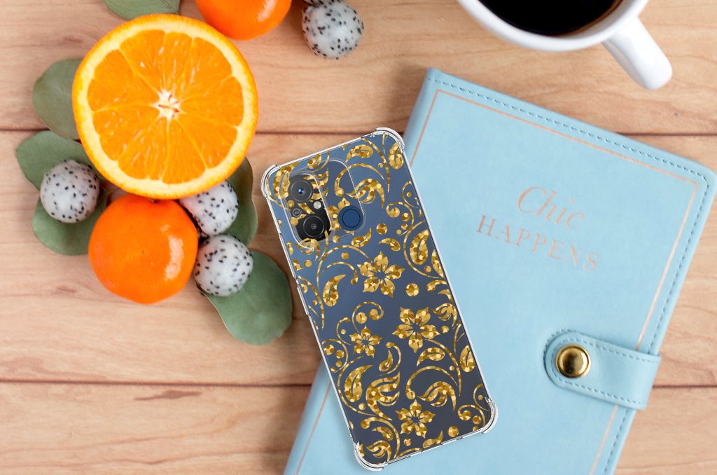 Xiaomi Redmi 12C Case Gouden Bloemen B2C Telecom