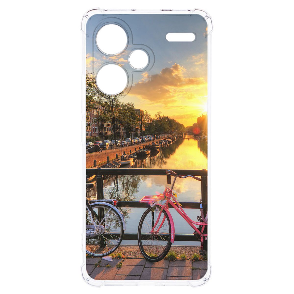 Xiaomi Redmi 13 Pro Plus Hoesje - Amsterdamse Grachten TPU Antishock fietsbrug zonsondergang